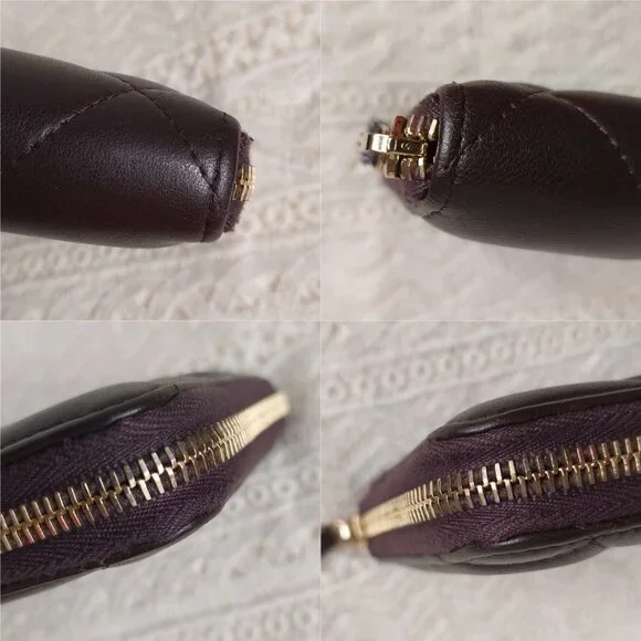 SOLD CHANEL 19 Quilted Lambskin Matelasse Long Zip Around Dark Brown Wallet - Picture 10 of 15